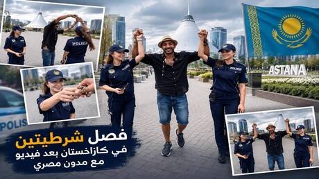فصل شرطيتين في كازاخستان بعد رقصهما مع البلوغر المصري حجاجوفيتش أثناء الخدمة