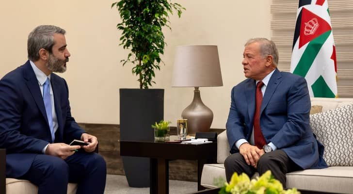 الملك يؤكد لوزير الخارجية السوري رفض الأردن الاعتداءات الإسرائيلية على الأراضي السورية