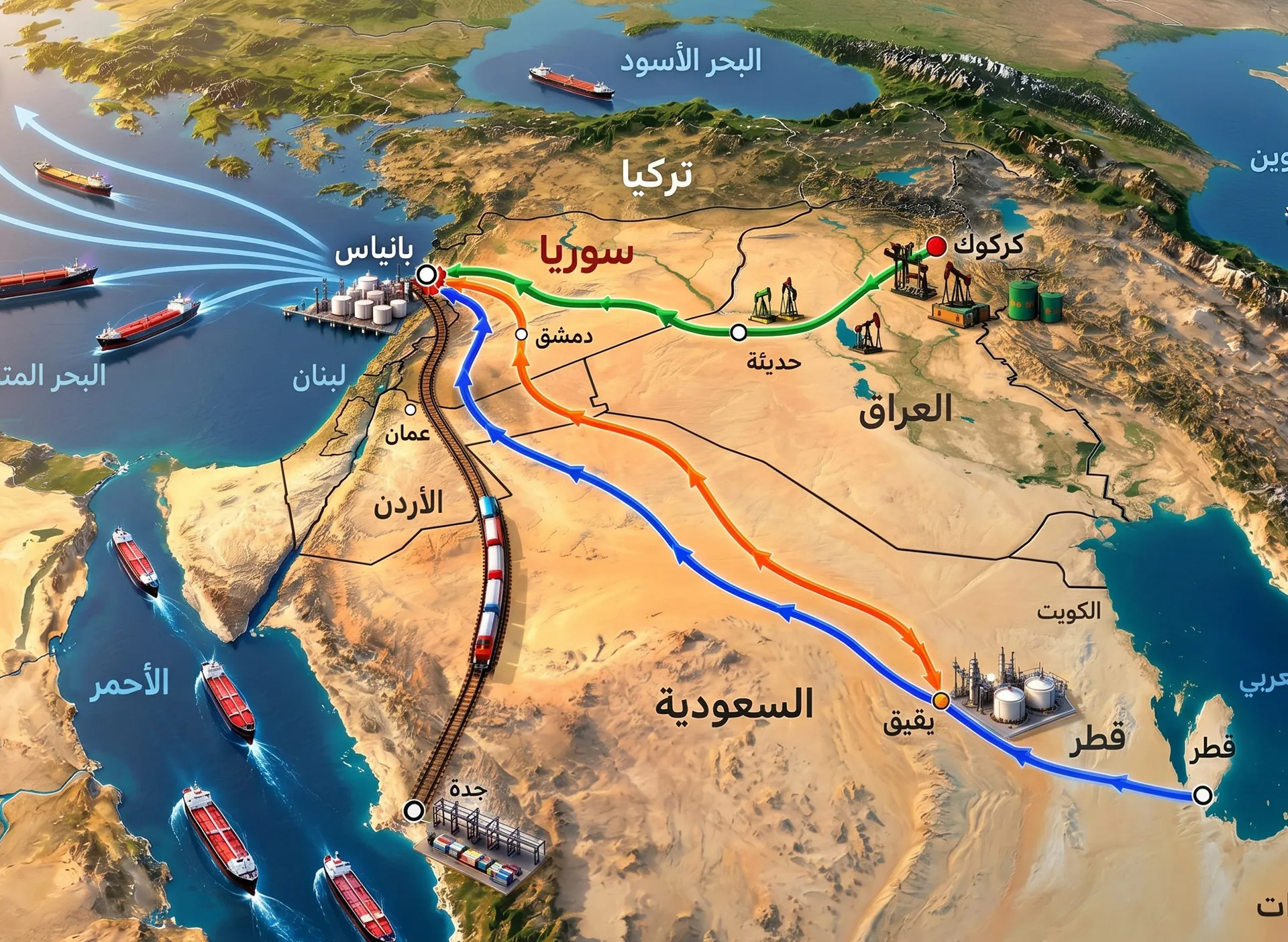 ما بعد هرمز.. سوريا بوابة الخليج نحو المتوسط وأوروبا