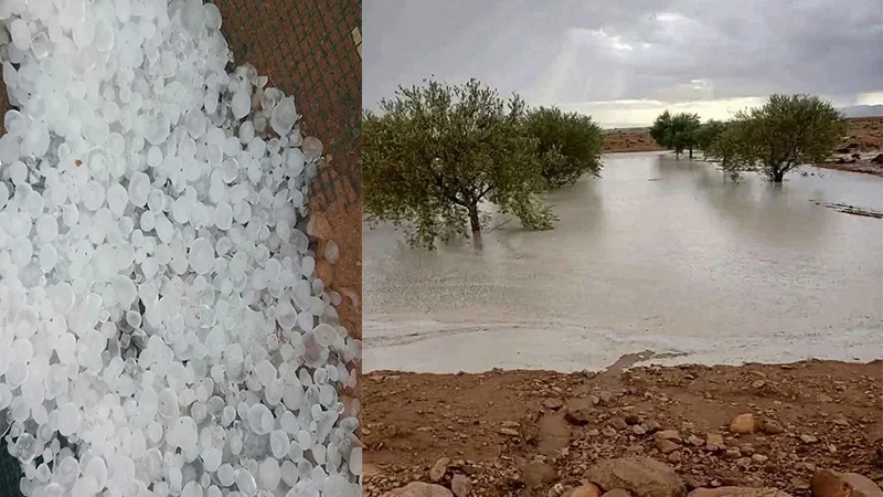 أمطار غزيرة وتساقط البرد في سيدي بوزيد