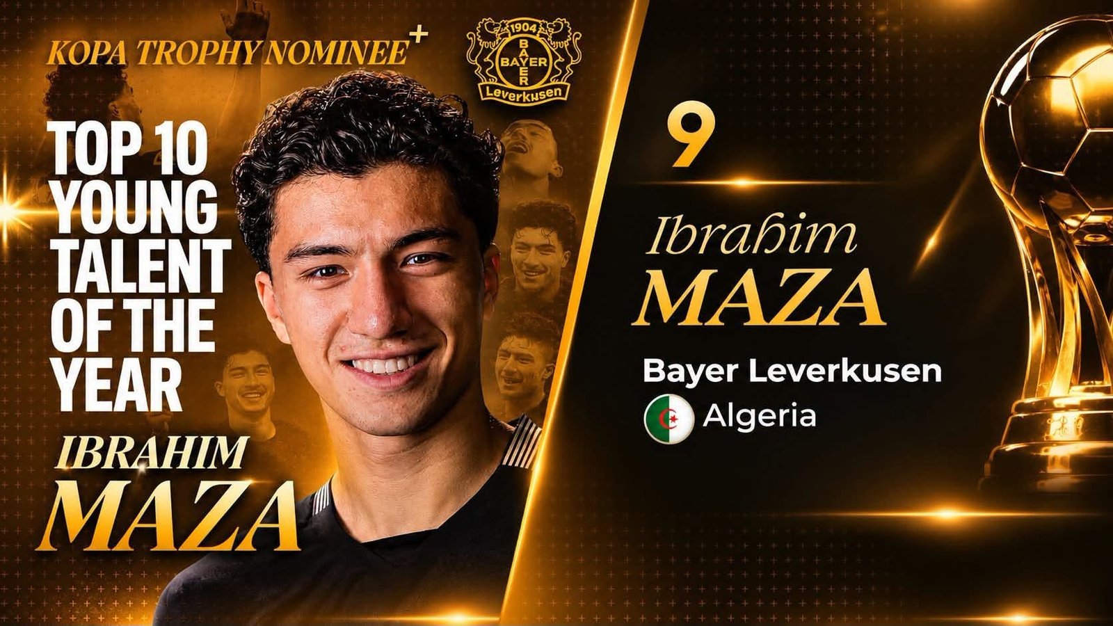 حفل الكرة الذهبية.. إبراهيم مازة تاسع أفضل لاعب شاب في العالم